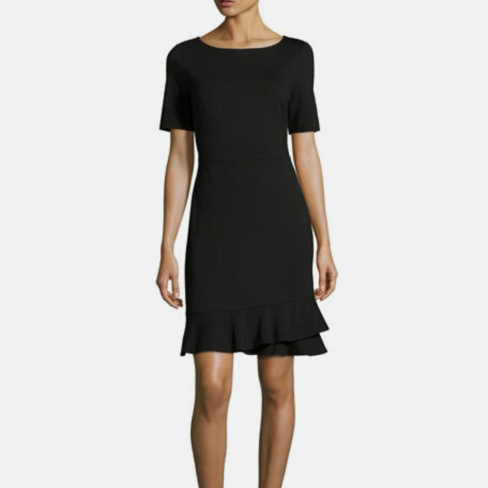 Diane Von Furstenburg Elegant Black Ruffle Hem Mini Dress